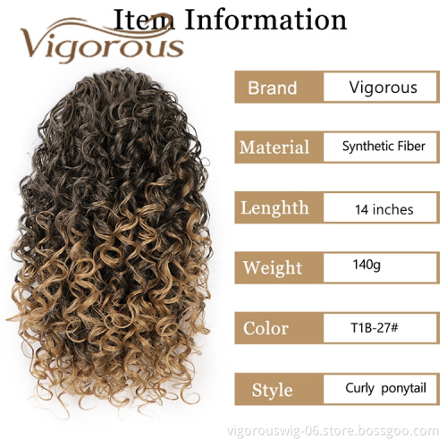 Natural Instant For Black Women Afro Wrap Around Kinky Curly Long Claw Drawstring Synthetic Ponytail Hair Extensions
